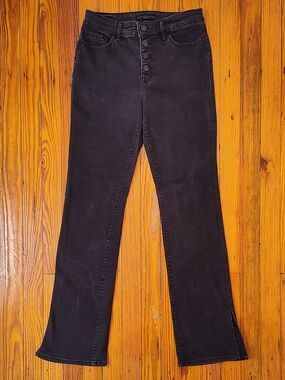 Sanctuary Denim Black Button Fly Demi-boot Split Hem Jeans In Size 29